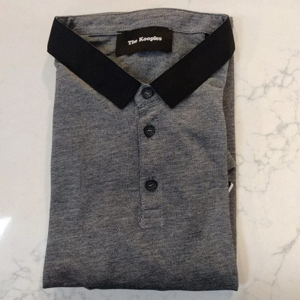 Kooples Shirt Mens Size S Womens M Polo Gray Academia Preppy Lightweight NEW - Picture 8 of 11